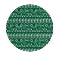 Christmas Knit Digital Mini Round Pill Box by Mariart