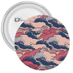 Waves Ocean Sea Water Pattern Rough Seas Digital Art Nature Nautical 3  Buttons by Bedest