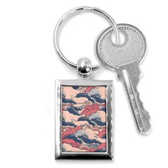 Waves Ocean Sea Water Pattern Rough Seas Digital Art Nature Nautical Key Chain (rectangle) by Bedest