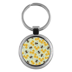 Bees Pattern Honey Bee Bug Honeycomb Honey Beehive Key Chain (round) by Bedest