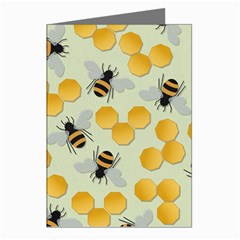 Bees Pattern Honey Bee Bug Honeycomb Honey Beehive Greeting Cards (pkg Of 8) by Bedest