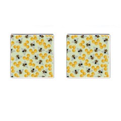 Bees Pattern Honey Bee Bug Honeycomb Honey Beehive Cufflinks (square) by Bedest