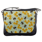 Bees Pattern Honey Bee Bug Honeycomb Honey Beehive Messenger Bag Front