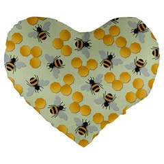 Bees Pattern Honey Bee Bug Honeycomb Honey Beehive Large 19  Premium Heart Shape Cushions by Bedest