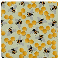 Bees Pattern Honey Bee Bug Honeycomb Honey Beehive Uv Print Square Tile Coaster  by Bedest