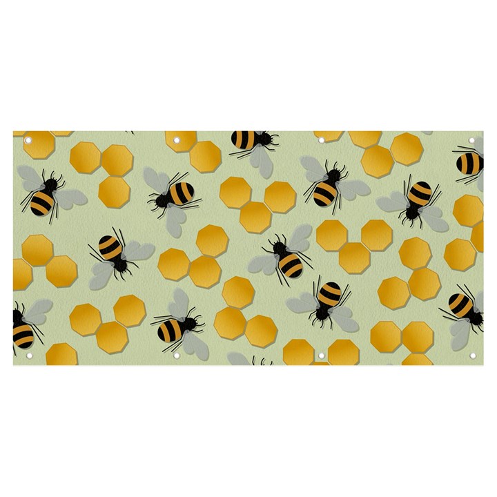 Bees Pattern Honey Bee Bug Honeycomb Honey Beehive Banner and Sign 8  x 4 