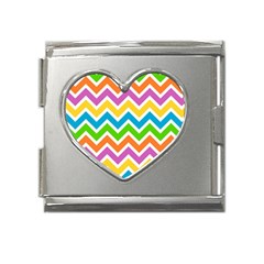 Chevron Pattern Design Texture Mega Link Heart Italian Charm (18mm)