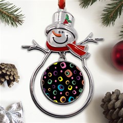 Abstract Background Retro 60s 70s Metal Snowman Ornament