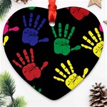 Handprints Hand Print Colourful Ornament (Heart) Front