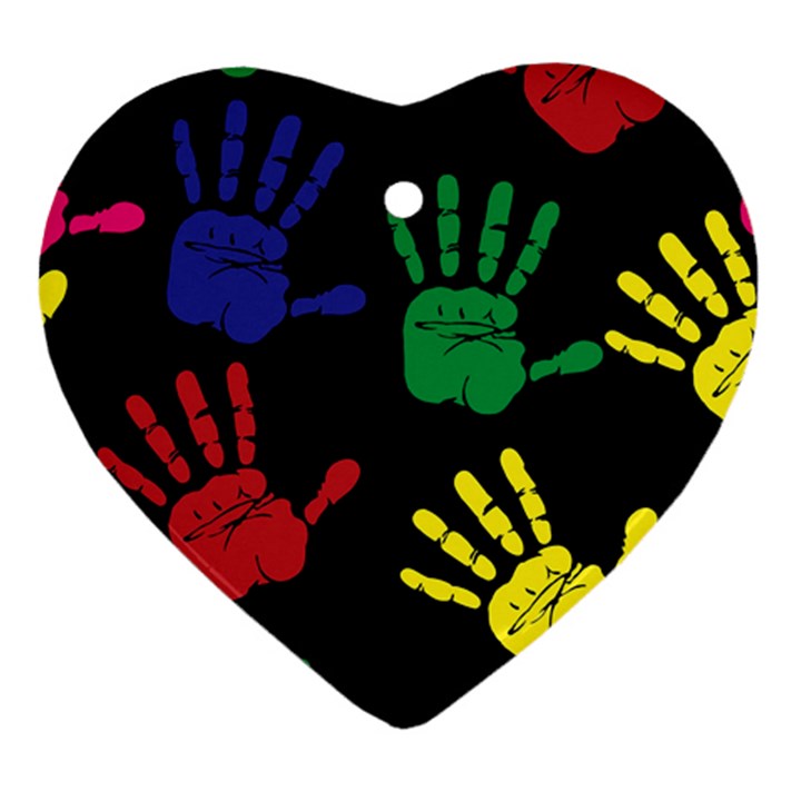 Handprints Hand Print Colourful Heart Ornament (Two Sides)