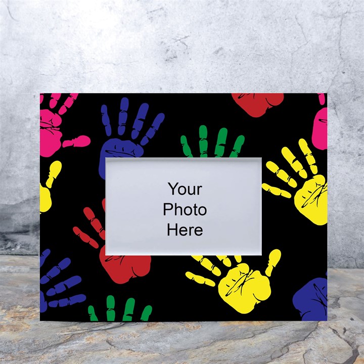 Handprints Hand Print Colourful White Tabletop Photo Frame 4 x6 