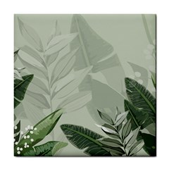 Banana Leaf Plant Pattern Tile Coaster