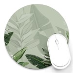 Banana Leaf Plant Pattern Round Mousepad Front