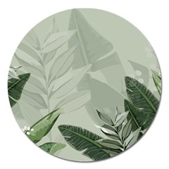 Banana Leaf Plant Pattern Magnet 5  (round)