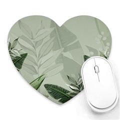 Banana Leaf Plant Pattern Heart Mousepad by anzea