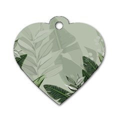 Banana Leaf Plant Pattern Dog Tag Heart (one Side)