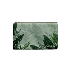 Banana Leaf Plant Pattern Cosmetic Bag (small) by anzea