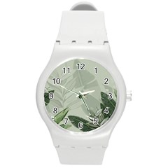 Banana Leaf Plant Pattern Round Plastic Sport Watch (m)