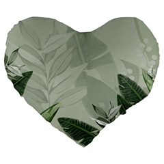 Banana Leaf Plant Pattern Large 19  Premium Heart Shape Cushions by anzea