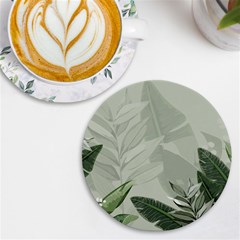 Banana Leaf Plant Pattern Uv Print Round Tile Coaster by anzea