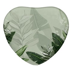 Banana Leaf Plant Pattern Heart Glass Fridge Magnet (4 Pack) by anzea