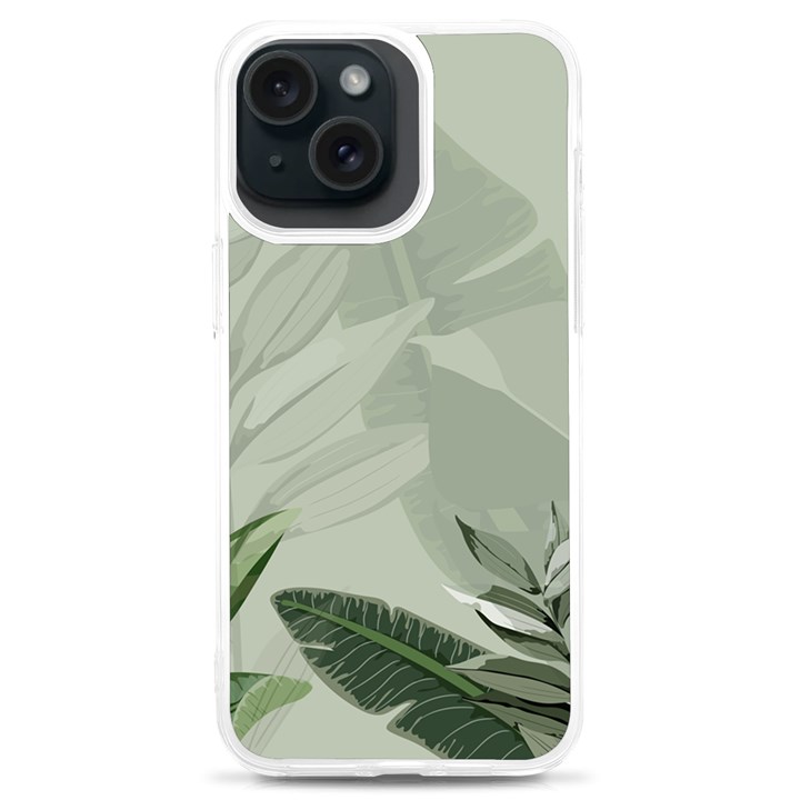 Banana Leaf Plant Pattern iPhone 15 Plus TPU UV Print Case