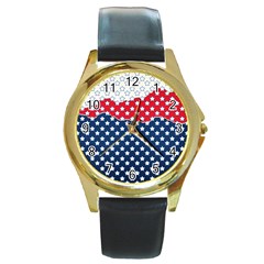 Illustrations Stars Round Gold Metal Watch