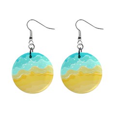 Abstract Background Beach Coast Mini Button Earrings