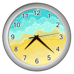 Abstract Background Beach Coast Wall Clock (silver)