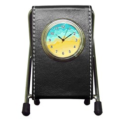 Abstract Background Beach Coast Pen Holder Desk Clock