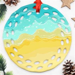 Abstract Background Beach Coast Ornament (round Filigree)