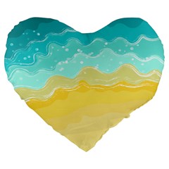 Abstract Background Beach Coast Large 19  Premium Heart Shape Cushions by anzea