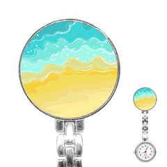 Abstract Background Beach Coast Stainless Steel Nurses Watch by anzea