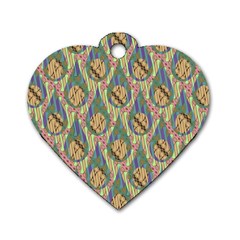 Tribal Background Boho Batik Dog Tag Heart (two Sides)