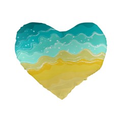 Abstract Background Beach Coast Standard 16  Premium Heart Shape Cushions