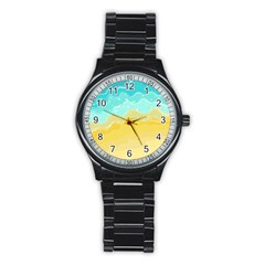 Abstract Background Beach Coast Stainless Steel Round Watch