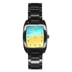 Abstract Background Beach Coast Stainless Steel Barrel Watch by anzea