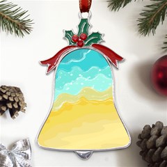 Abstract Background Beach Coast Metal Holly Leaf Bell Ornament