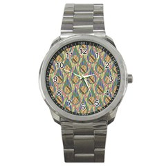 Tribal Background Boho Batik Sport Metal Watch by anzea