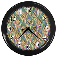 Tribal Background Boho Batik Wall Clock (black)