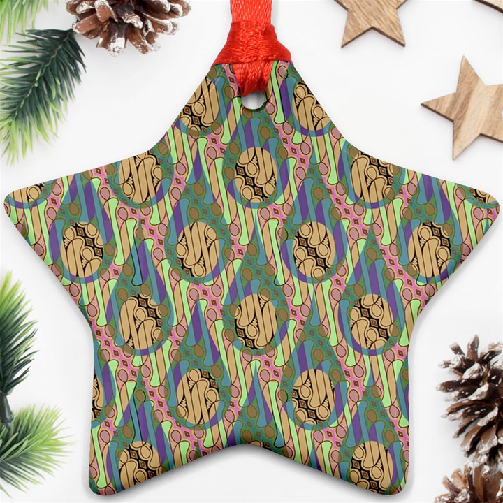 Tribal Background Boho Batik Star Ornament (Two Sides)