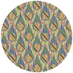 Tribal Background Boho Batik Wooden Puzzle Round