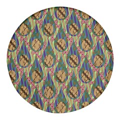 Tribal Background Boho Batik Round Glass Fridge Magnet (4 Pack)