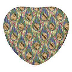 Tribal Background Boho Batik Heart Glass Fridge Magnet (4 Pack) by anzea