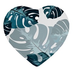 Monstera Leaves Background Ornament (heart) by anzea