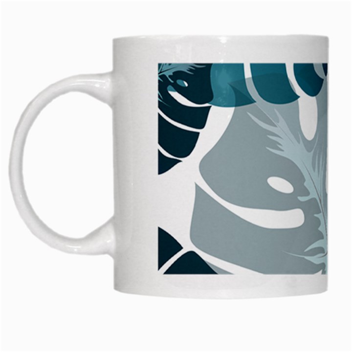 Monstera Leaves Background White Mug