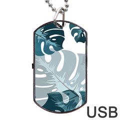 Monstera Leaves Background Dog Tag Usb Flash (two Sides) by anzea