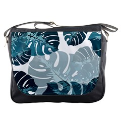 Monstera Leaves Background Messenger Bag by anzea