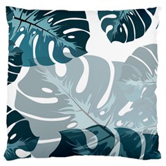 Monstera Leaves Background Large Premium Plush Fleece Cushion Case (one Side) by anzea