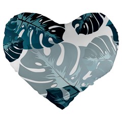 Monstera Leaves Background Large 19  Premium Flano Heart Shape Cushions by anzea